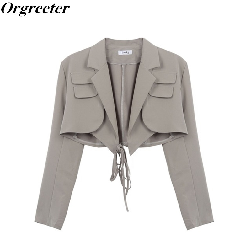 Irregular Elegant Thin Blazer For Women Notched Long Sleeves Lace Up Bowknot Short Blazers Female Spring Fall 210525, Gray
Irregular Elegant Thin Blazer For Women Notched Long Sleeves Lace Up Bowknot Short Blazers Female Spring Fall 210525, Gray