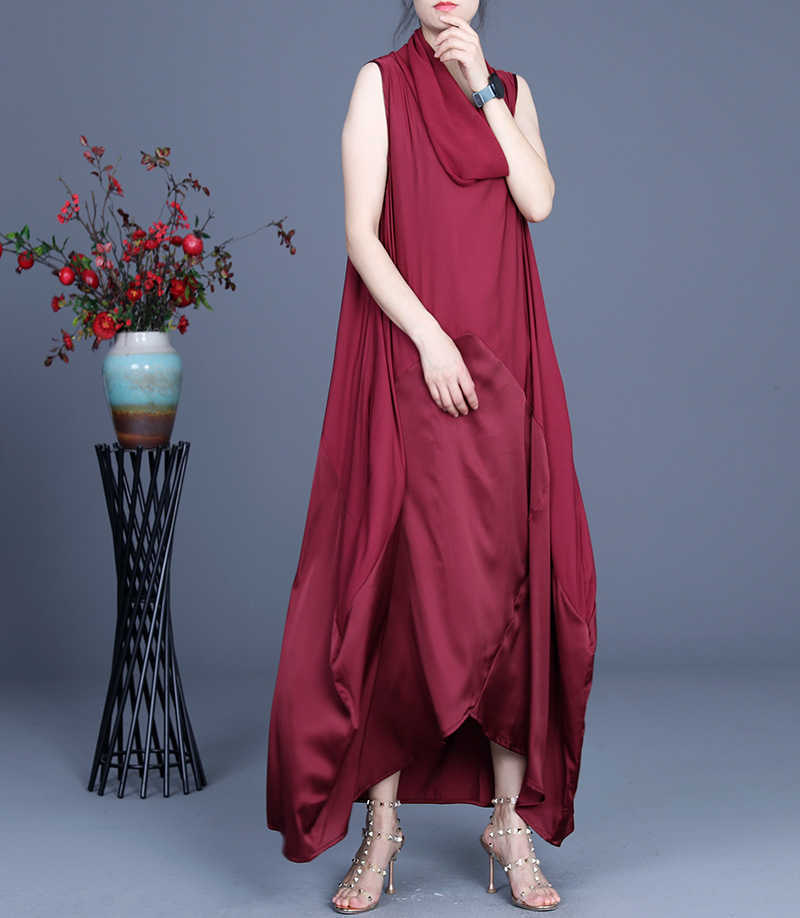 VANOVICH Summer Sleeveless Women Dress Irregular Solid Color Wild Cotton Fashion Casual Clothing 210615