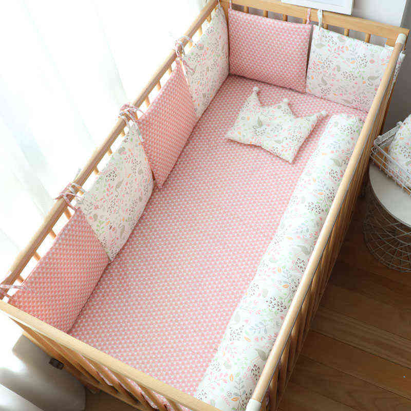 Baby Bed Bumper For borns Baby Room Decoration Thick Soft Crib Protector For Kids Cot Cushion With Cotton Cover Detachable 220209