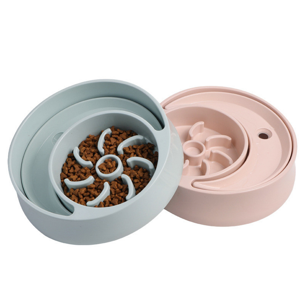 Slow Eating Bowl Dog Food and Water Pink and Green Pet Puppy Feeder Dish Puppy Dog Accessories