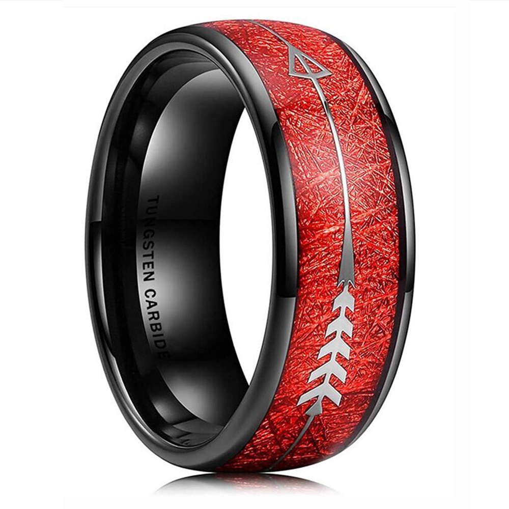 Fashion 8mm Tungsten Carbide Ring Inlay Red / Blue Meteorite Arrow Pattern Mens Wedding Band Dome Edge
Fashion 8mm Tungsten Carbide Ring Inlay Red / Blue Meteorite Arrow Pattern Mens Wedding Band Dome Edge