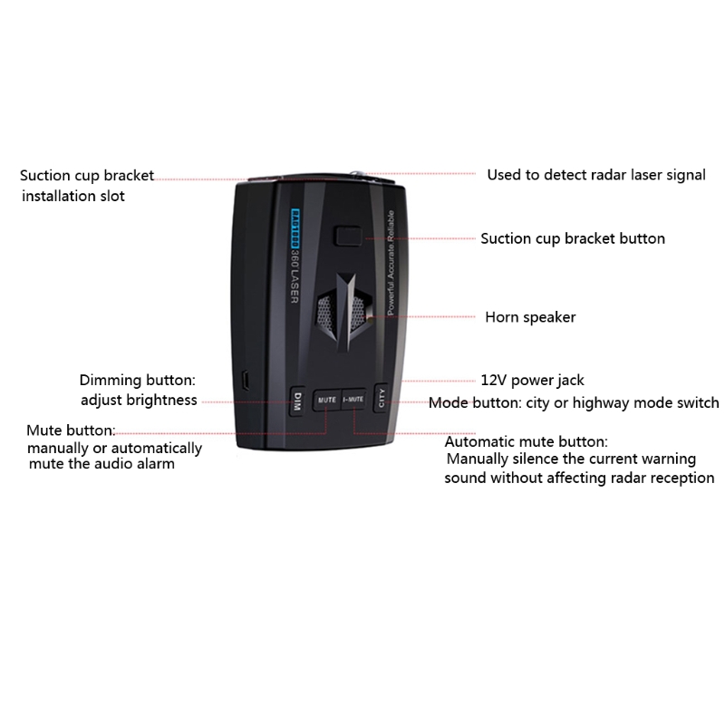 Radar Detector Tool 360 Laser Car Detectors Vehicle Speed Control 16 Full Band X Ka Ku VGR-2 Russian/ English Voice Alert