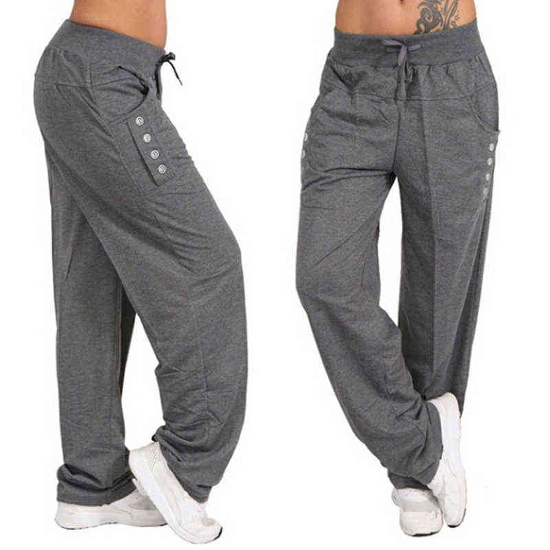 Spring Autumn Loose Casual Pants Women Black Gray Pantalones Mujer Pantalon Femme Jogger Trousers 211115