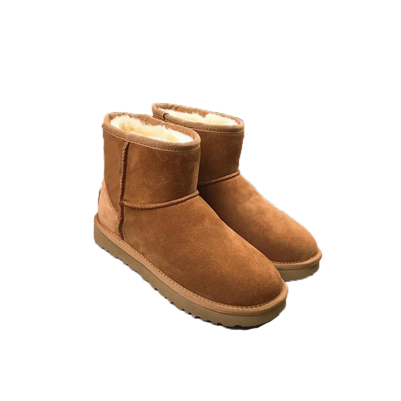 Classic mini designer snow boots fashion women winter warm fur ankle bottes real leather anti-slip motorcycle short booties