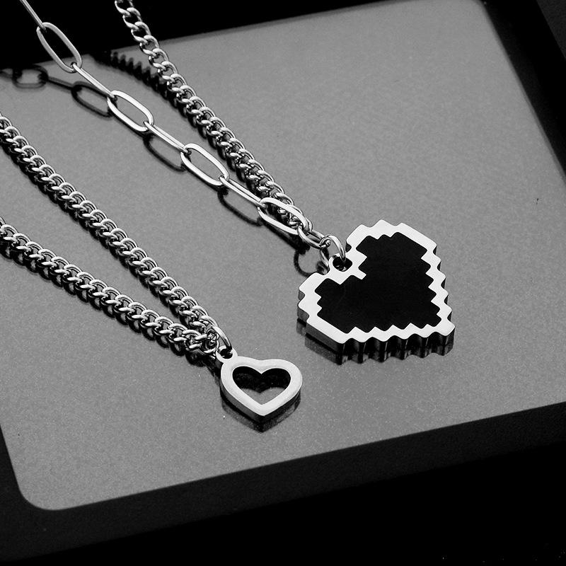 Chokers Mosaic Heart Pendant Charm Asymmetry Stainless Steel Necklace For Women Men Double Personality Gift Jewelry 2021 Trendy
Chokers Mosaic Heart Pendant Charm Asymmetry Stainless Steel Necklace For Women Men Double Personality Gift Jewelry 2021 Trendy