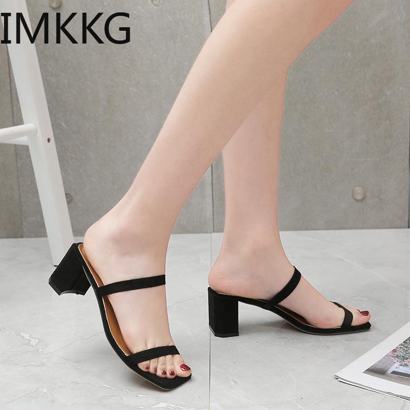 Slippers Summer Square Heels Party Shoes Ladies 2021 Women Slides Fashion Female Concise PU, Black
Slippers Summer Square Heels Party Shoes Ladies 2021 Women Slides Fashion Female Concise PU, Black