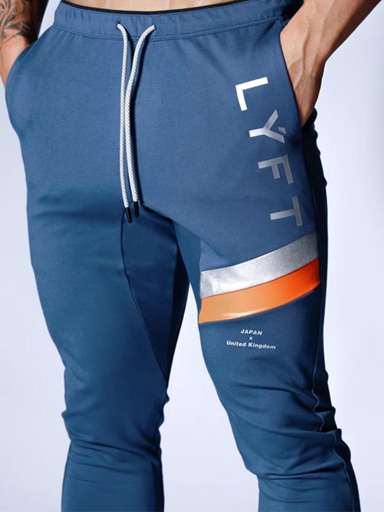 Spring And Autumn Men's Fashion Sports Leisure Color Matching Trousers Hip-hop Style Stretch Slim Jogging Pencil Pants