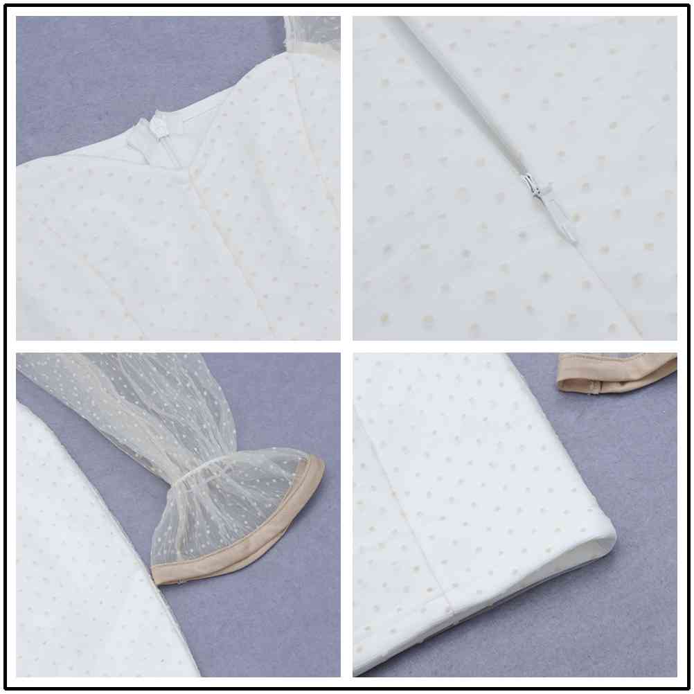 Women's Summer Sexy Long Sleeve Mesh Mini White Tight Bandage Dress Latest Elegant Celebrity Party Vestidos 210525