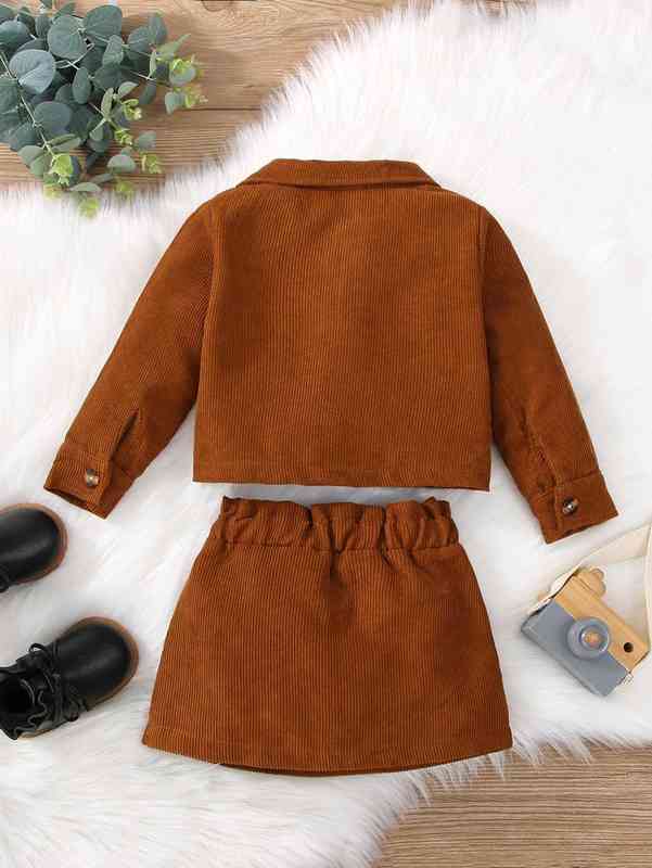 Baby Flap Pocket Corduroy Jacket & Paperbag Waist Skirt SHE