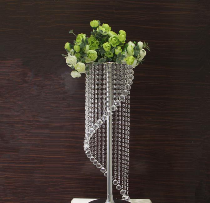 2021 new arrival Tall crystal Wedding Centerpiece crystal wedding cake stand flower chandelier stand wedding pillar
