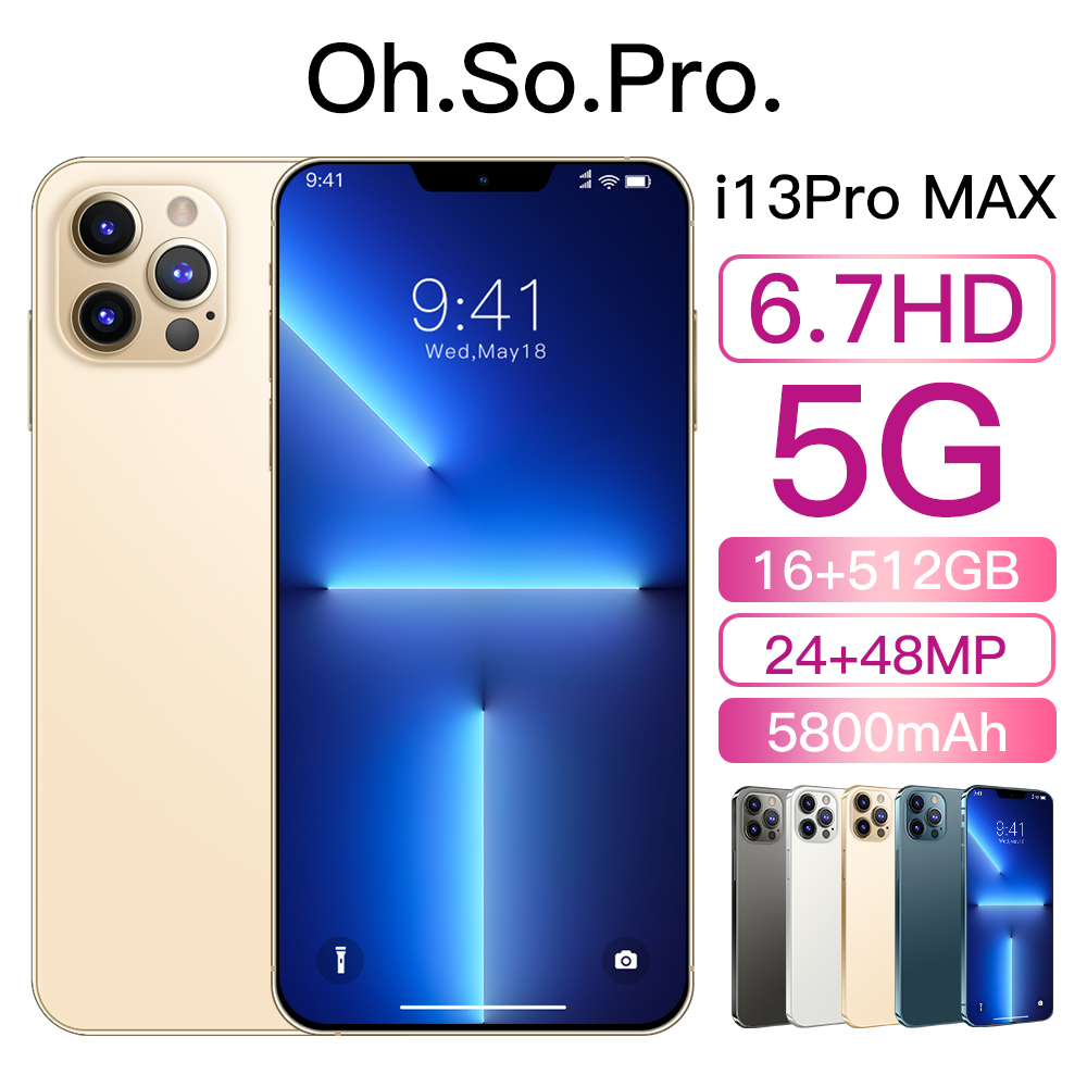 2022 I13promax Newest Hot Selling Mobile phone 16+512GB Andriod 11.0 MTK6889 10 Core 6800mAh Big Battery 24+48MP Smartphones 4G 5G LTE, Blue
2022 I13promax Newest Hot Selling Mobile phone 16+512GB Andriod 11.0 MTK6889 10 Core 6800mAh Big Battery 24+48MP Smartphones 4G 5G LTE, Blue