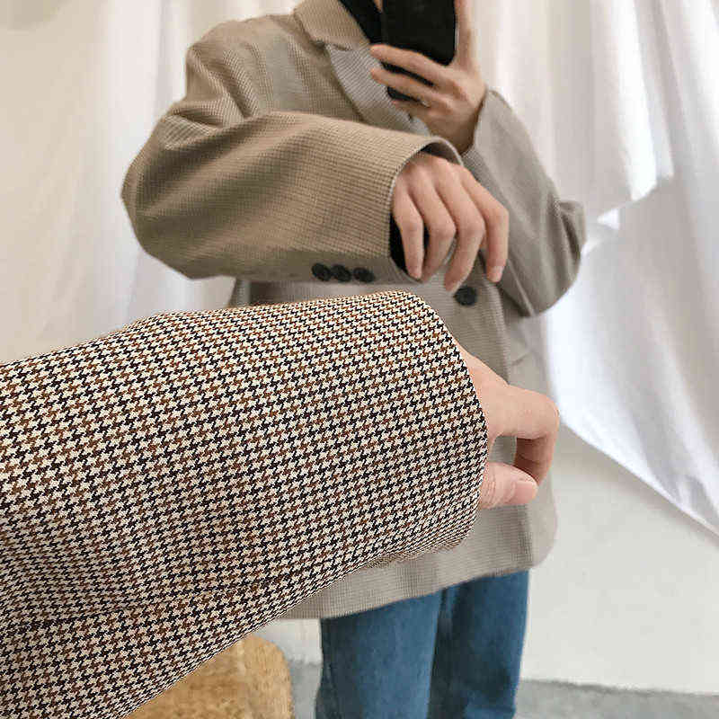 Spring Men's Casual Blazers Suit Jackets Clothes Single Western Loose Coat Fitted Cotton Lattice Printing Outerwear S-XL 211120