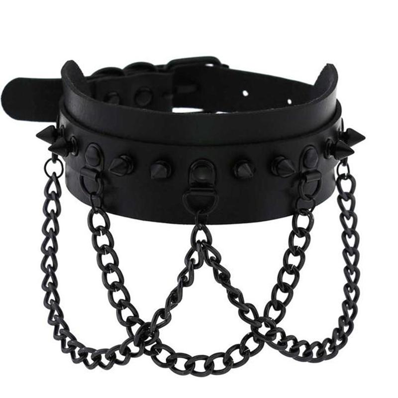 Chokers Unisex Black Gothic Choker With Spikes Collar Women Man Leather Necklace Chain Jewelry On The Neck Punk Aesthetic
Chokers Unisex Black Gothic Choker With Spikes Collar Women Man Leather Necklace Chain Jewelry On The Neck Punk Aesthetic