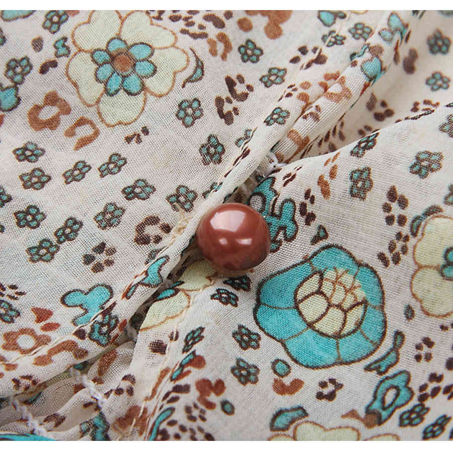 TEELYNN boho long dress Vintage floral print Chiffon three quarter sleeve v-neck summer Gypsy Hippie women dresses vestidos 210409