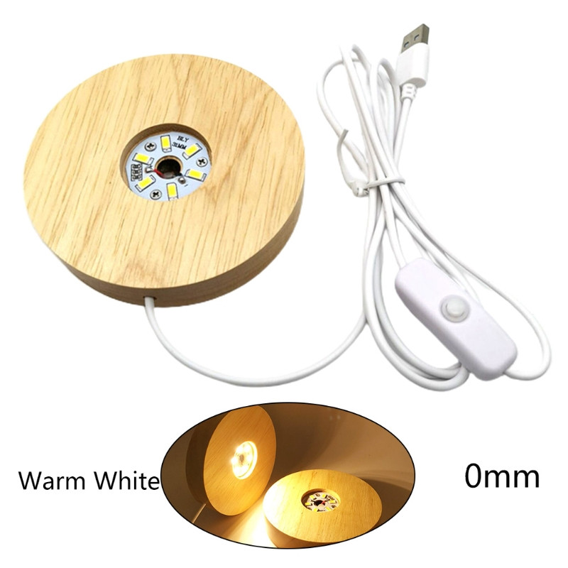 Wooden 3D Night Light Round Base Holder LED Display Stand for Crystals Glass Ball Illumination Lighting Accessories