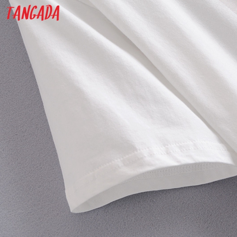 Women Print White Cotton T for Summer Short Sleeve O Neck Tees Ladies Casual Tee Shirt Top 4D6 210416