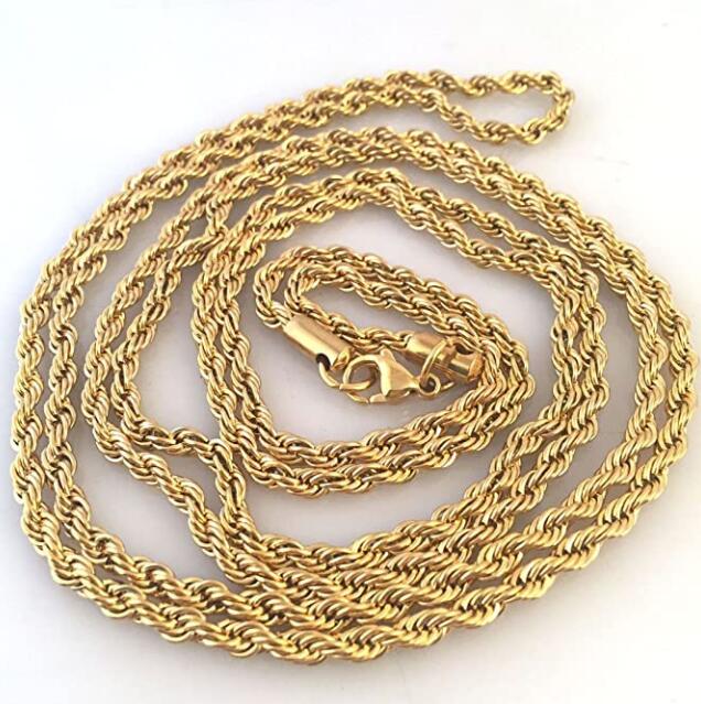 Gold Mens Necklace Lion Pendant Necklace Stainless Steel Shiny CZ Diamonds Comes with Rope Chain 22 INCH