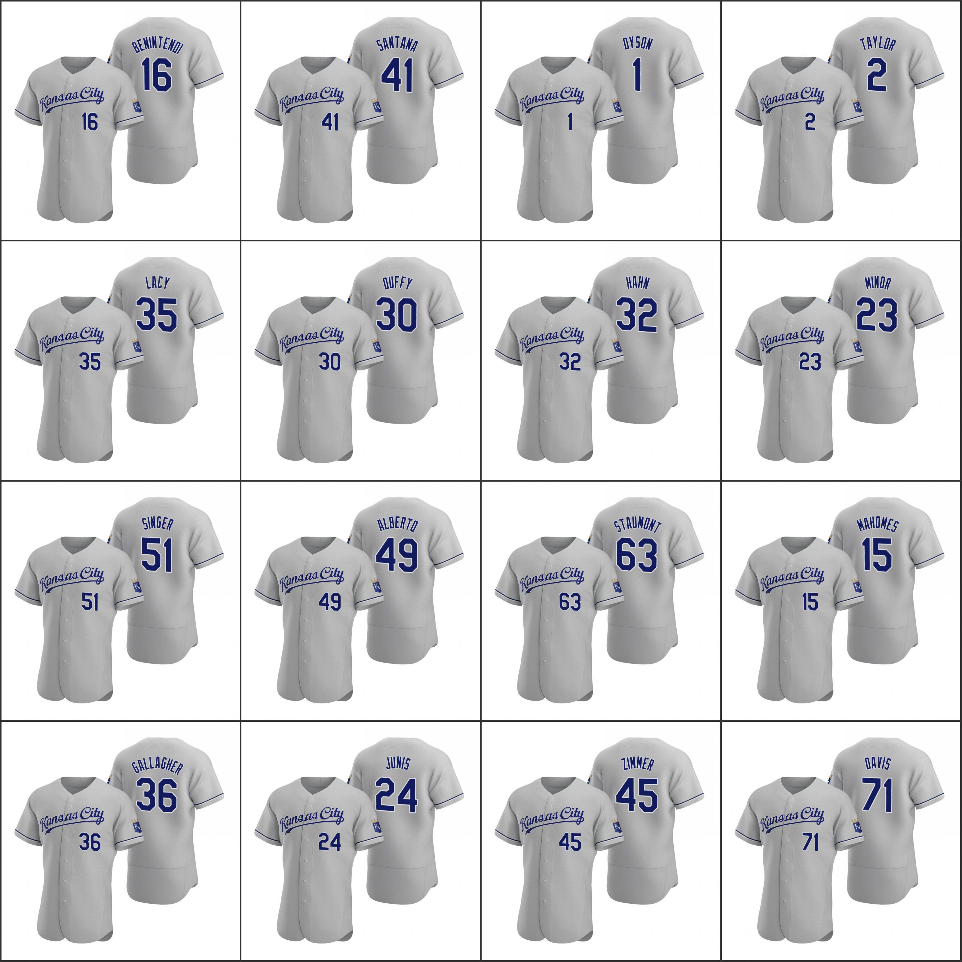 Baseball Jersey KansasCityRoyals #49 Hanser Alberto 30 Danny Duffy 16 Andrew Benintendi 15 Patrick Mahomes Custom Gray
Baseball Jersey KansasCityRoyals #49 Hanser Alberto 30 Danny Duffy 16 Andrew Benintendi 15 Patrick Mahomes Custom Gray