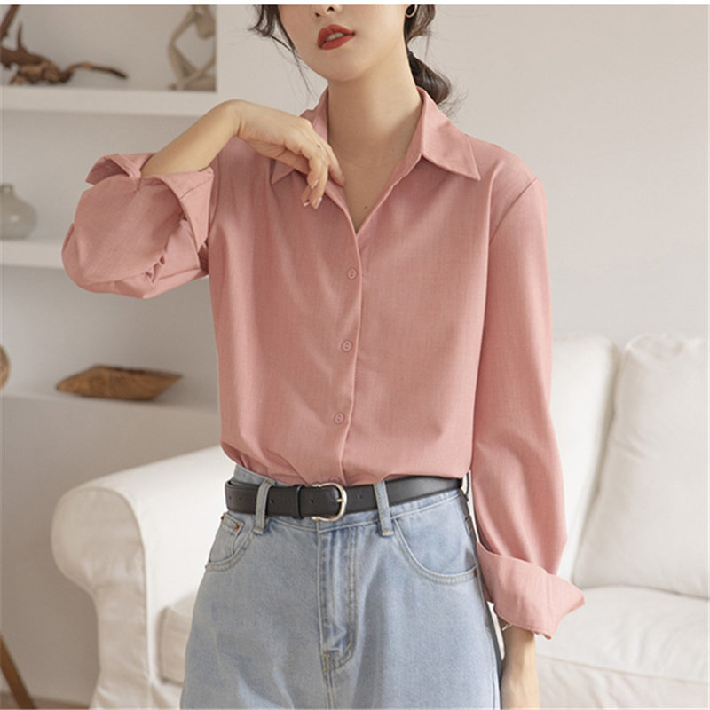 Chic High Street Minimalist Regular Plus Size Korean Brief Casual Basic Office Lady Loose Women Solid Blouses 210421