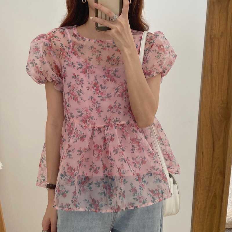 Sweet Retro Pink O Neck Puff Short Sleeve Floral Print Blouse Women Tops Ruffled Hem Blusas Mujer De Moda Daisy Shirt Chic Korea 210610, Black
Sweet Retro Pink O Neck Puff Short Sleeve Floral Print Blouse Women Tops Ruffled Hem Blusas Mujer De Moda Daisy Shirt Chic Korea 210610, Black