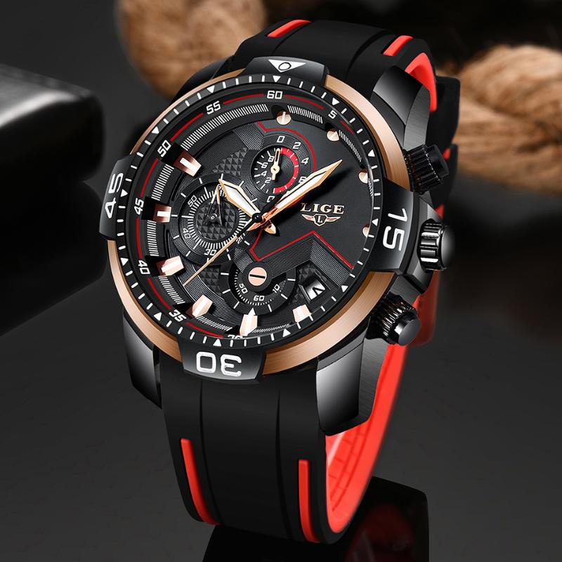 Wristwatches LIGE 2021 Watch Mens Silicone Casual Sport Top Fashion Quartz Men Watches Waterproof Clock Relogio Masculino, Rose gold black
Wristwatches LIGE 2021 Watch Mens Silicone Casual Sport Top Fashion Quartz Men Watches Waterproof Clock Relogio Masculino, Rose gold black