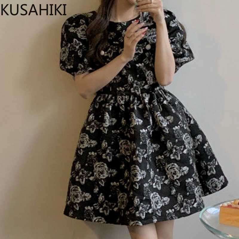 KUSAHIKI Korean Jacquard Dresses for Women Puff Sleeve O-neck Dress High Waist A-line Sweet Summer Vestidos 6J218 210602, Black
KUSAHIKI Korean Jacquard Dresses for Women Puff Sleeve O-neck Dress High Waist A-line Sweet Summer Vestidos 6J218 210602, Black