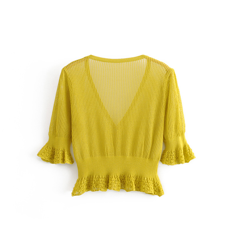 beauty Sweet Chic Vintage Hollow Out Tops Women Single Breasted Cool Loose Comfortable Short Sweaters Vestidos De Mode 210514