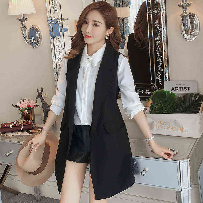 Spring Elegant Purple Women's Vest Office Lady Korean Long Sleeveless Jacket Fashion Slim Black Female Coat Veste Femme 211120