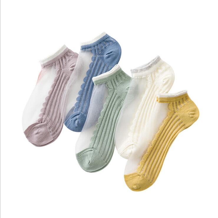 o sale Spring/Summer Cassie Crystal Glass Wire women's socks & Hosiery FLW062a fashion lady gift Sweat-absorbent and breathable Thin section Stoc