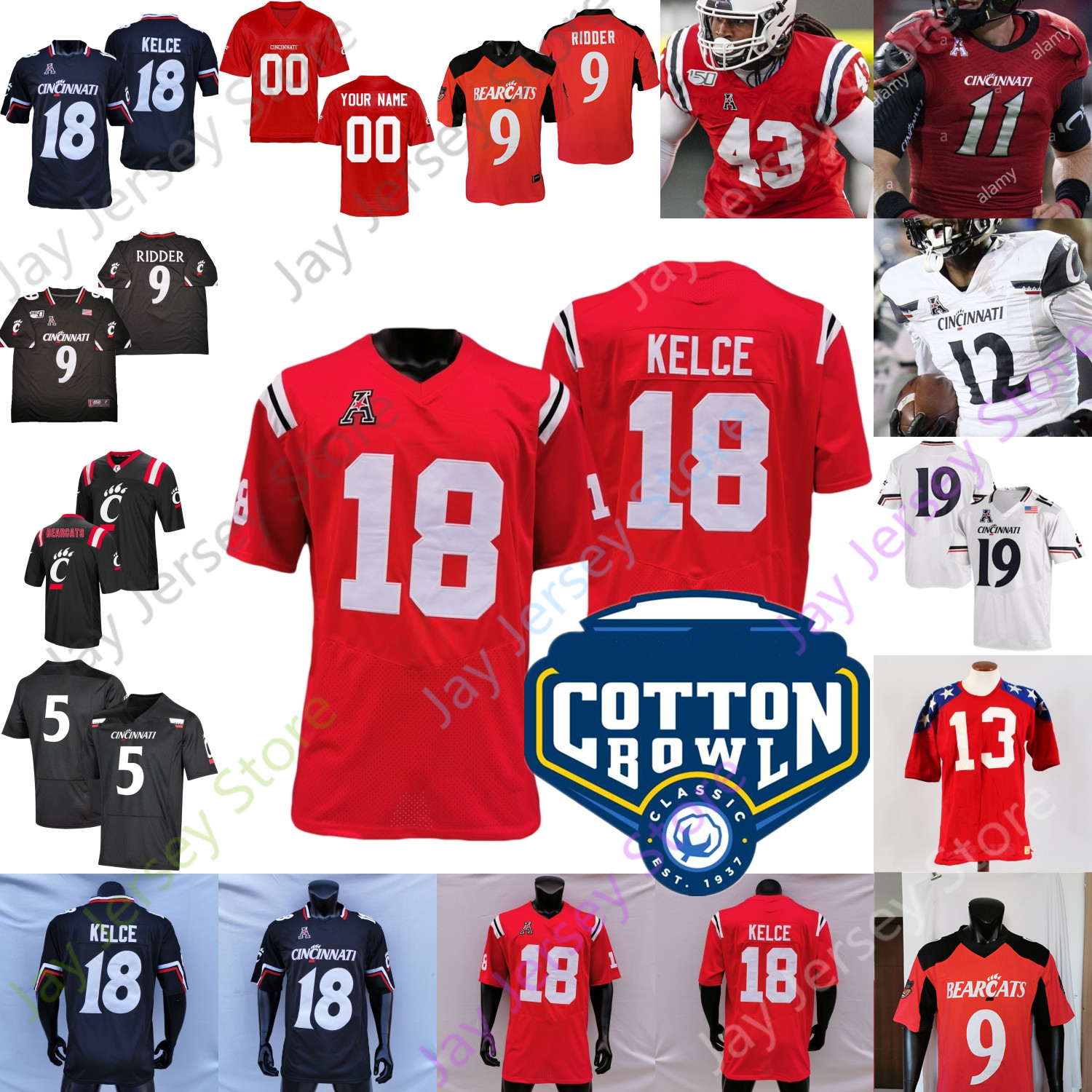 

Cotton Bowl Cincinnati Bearcats Football Jersey NCAA College Travis Kelce Desmond Ridder Michael Warren II Jerome Ford Tyler Scott Thompson Pierce Wright Thomas, Red ii