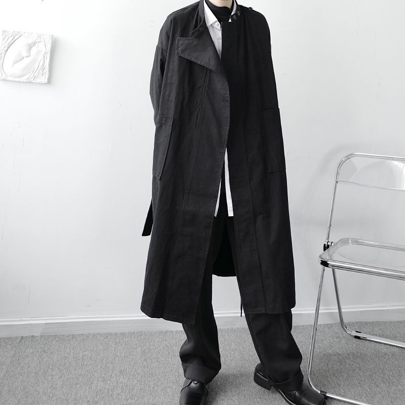 IEFB /men's wear niche asymmetric trench coat spring couple Korean style big size loose bandage windbreaker 9Y3945 210524