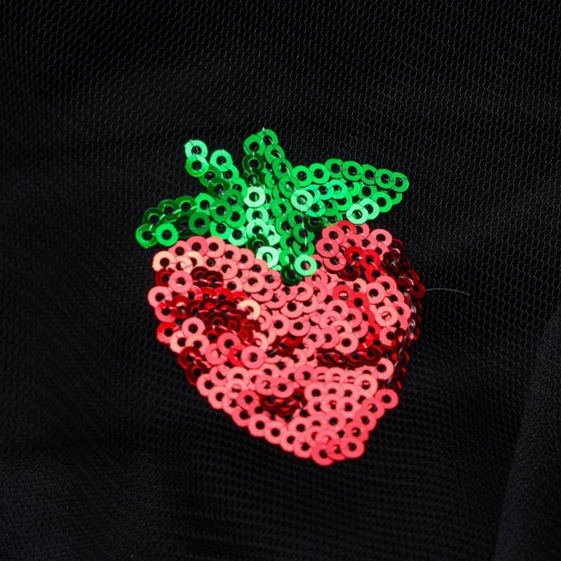 Fashion Women Casual Sexy Strawberry Sweet Dresses Mesh Yarn V-neck Pleated 2021 Sell Ladies Autumn Dresses#D3