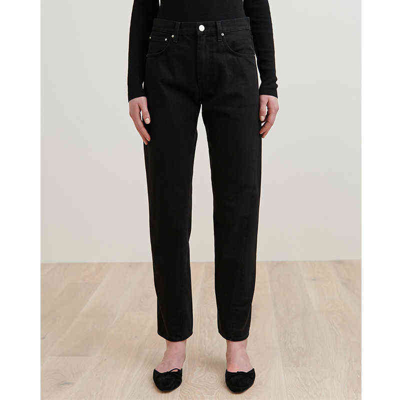 Original Denim Washed Jeans Cropped Rinse Straight Twisted Seam Ankle Length Pants Trousers Woman SS 211129