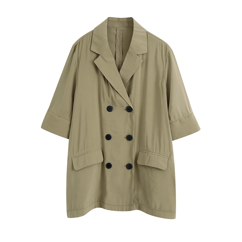 Casual Loose Basic Blazer Shirt Short Sleeveles Plus Size Double Breasted Suit Tops Summer Office Lady WB2470 210603, Army green
Casual Loose Basic Blazer Shirt Short Sleeveles Plus Size Double Breasted Suit Tops Summer Office Lady WB2470 210603, Army green