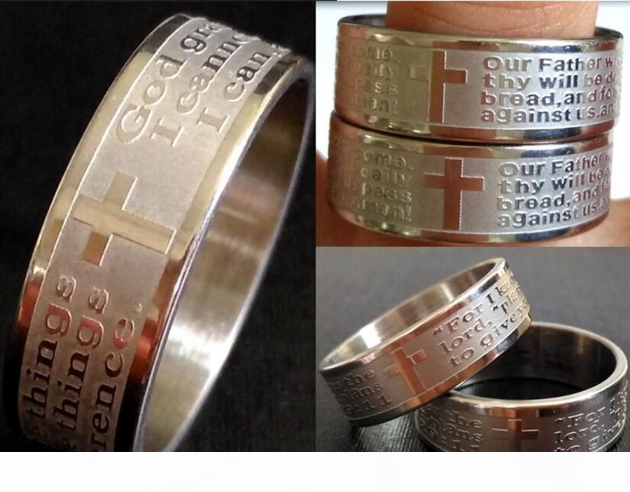 Bulk lots 100pcs TOP MIX of Religious Jesus Bible Prayer Rings ETCHED lords Serenity Prayer Silver 8MM 316L Stainless Steel Cross Rings HOT
Bulk lots 100pcs TOP MIX of Religious Jesus Bible Prayer Rings ETCHED lords Serenity Prayer Silver 8MM 316L Stainless Steel Cross Rings HOT