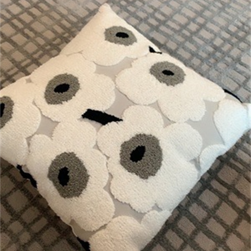 Unikko Marimekko Embroidered Poppy Pillow Finland Nordic Style Living Room Sofa