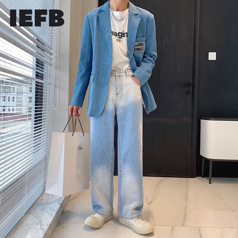 IEFB Men's Casual Jeans Pants Spring Summer Tie Dye Denim Trousers Male Wide Leg Bottoms Pantalones Hombre 9Y6285 210524