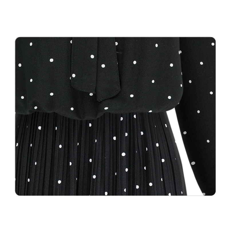 Fashion Elegant Women Dress Long Sleeve Dot Black Chiffon Winter 3XL Plus Size Clothes 1475 45 210508