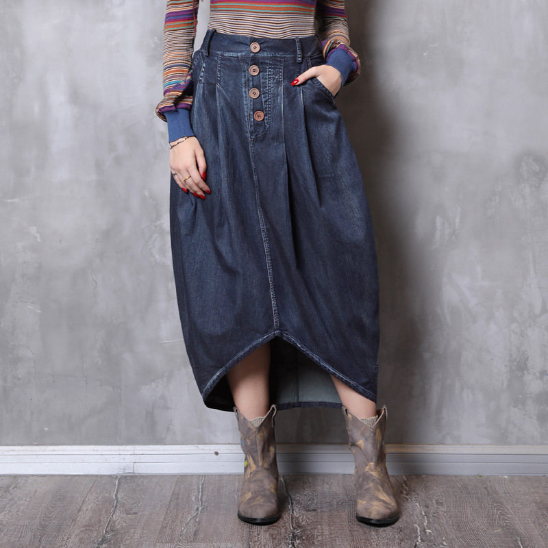 Johnature Autumn Fashion Retro Solid Color Pockets Button Irregular Denim Half Skirt Leisure All-match Women Half Skirt 210521, Blue
Johnature Autumn Fashion Retro Solid Color Pockets Button Irregular Denim Half Skirt Leisure All-match Women Half Skirt 210521, Blue