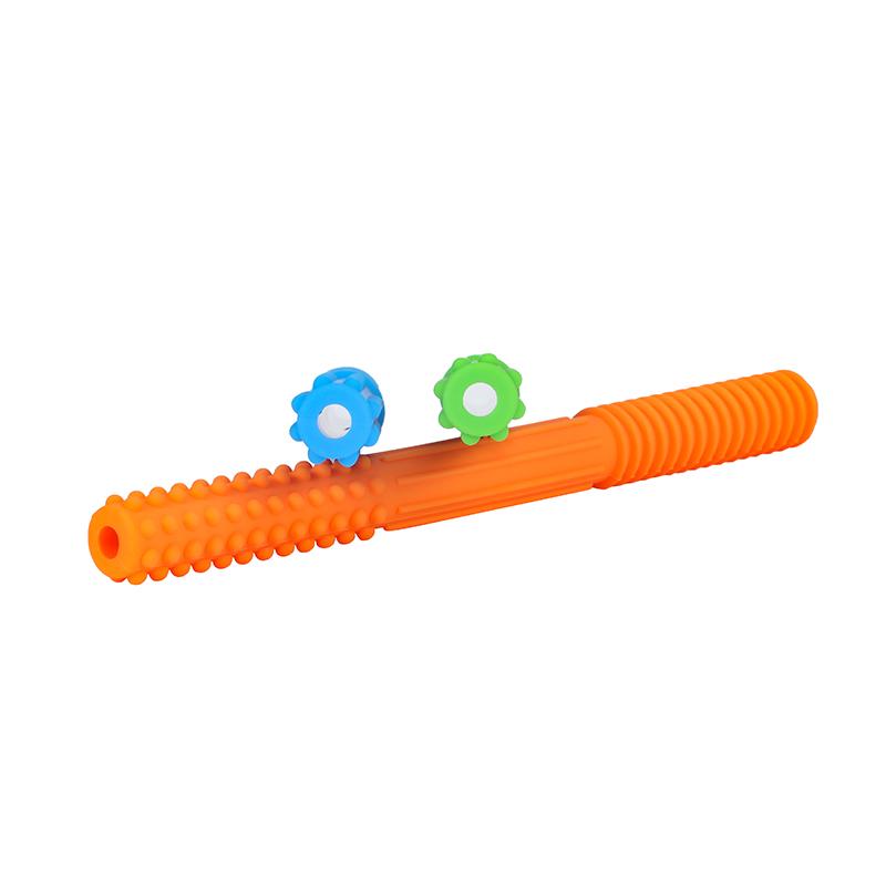 2021 Soft Silicone Teething Toys for Babies Baby Teether Textured Teething Tubes with Brush BPA Free Safe Toy