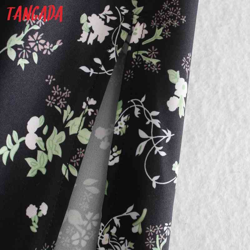Fashion Women Flowers Print Puff Long Sleeve Square Collar Casual Female Midi Dress 2W75 210416