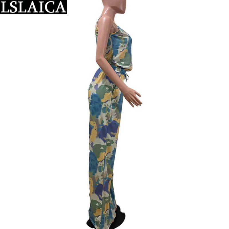 Two Piece Set Women Pants Tie Dye Casual High Waist Drawstring Plus Size Summer Woman Outfit Streetwear Elegant Home Knit Suit 210520