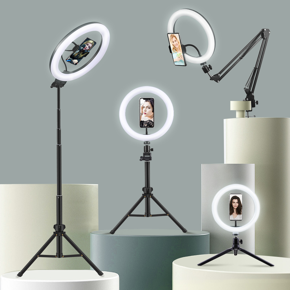 Selfie Ring Lighting Photography Led Rim Of Lamp With Mobile Holder Support Tripod Stand Ringlight For Live Video Streaming
Selfie Ring Lighting Photography Led Rim Of Lamp With Mobile Holder Support Tripod Stand Ringlight For Live Video Streaming