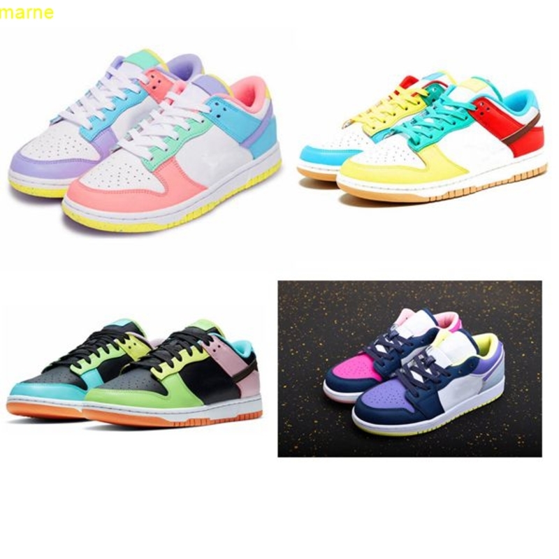 

2021 Pre-sale Low 1 SE Free 99 Skateboard Jogging Shoes Easter Eggs Black Yellow Blue Toes Colorful Stitching Asymmetric Mandarin Duck Men's, Customize
