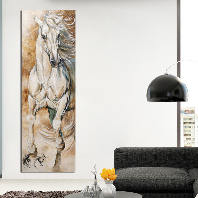 Horse Oil Paintings on Canvas Wall Art Posters and Prints Large Size Animals Cuadros Pictures for Living Room Decor 4 Panels