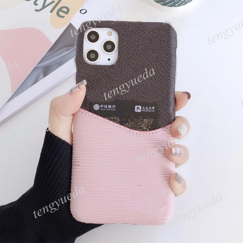 Fashion Designer Phone Cases for iPhone 16 16pro 15 15pro 14 14pro 13 13pro 12 11 pro max Xsmax Leather Patchwork Card Pocket Cellphone Cover wit