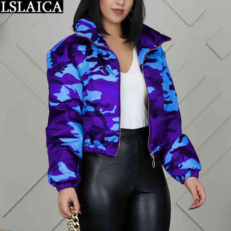 Arrival Ladies Toppies Long Sleeve Camouflage Print Winter Warm Coat Women Turn-down Collar Casual Fashion Jackets for 210515