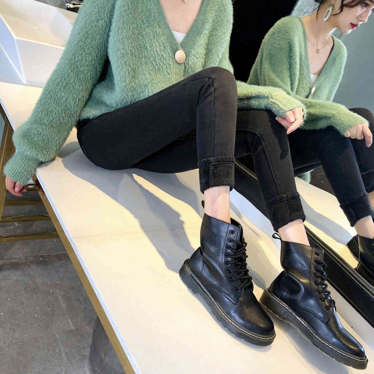 Thicken Warm Fashion Pencil Pants Women Jeans Velvet High Waist Elastic Skinny Korean Style Winter Trousers 7689 50 210417