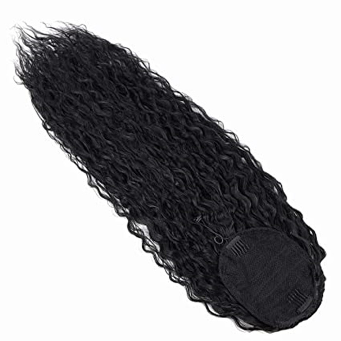Cuticle aligned 12A raw cambodian deep wave curly ponytail human hair extension afro puff bun upd hairpiece 140g 4colors