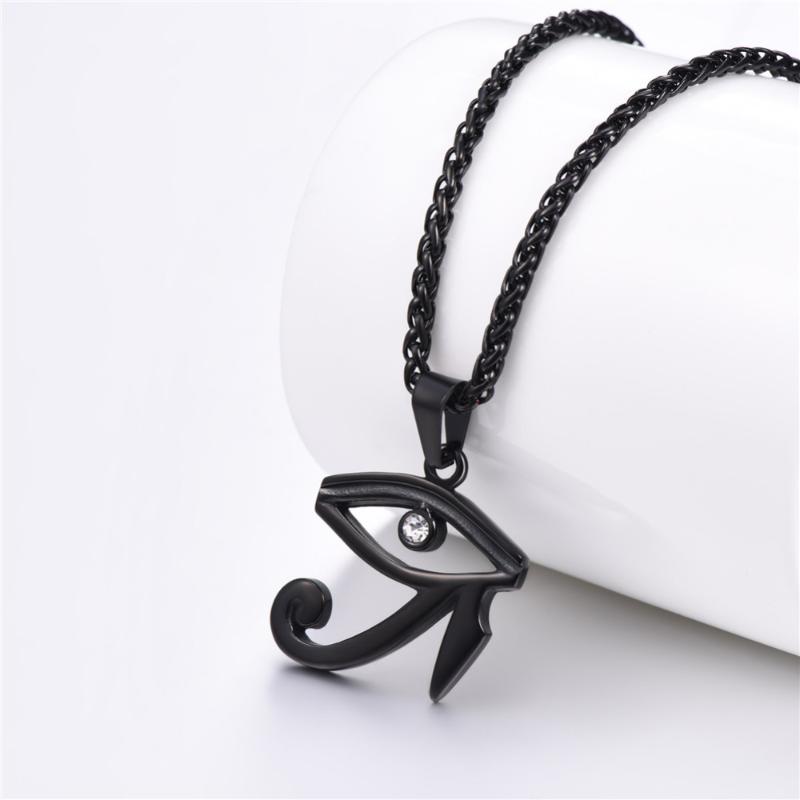 Pendant Necklaces Kpop Eye Of Horus Necklace Egyptian Spiritual Jewelry Stainless Steel Gold/Black Color Ra For Men P3318